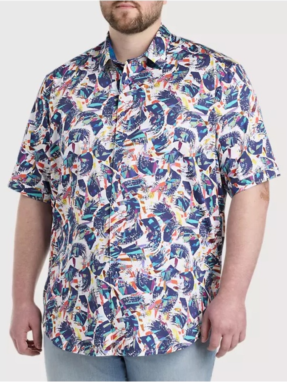 Robert Graham Walsh Printed Short-Sleeve Button-Up Shirt - Multicolor 3X